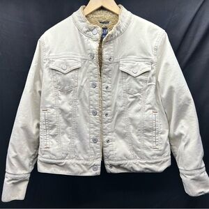 VNT GAP Women’s Cream Corduroy Jacket LG Snap Closure Pockets Lined